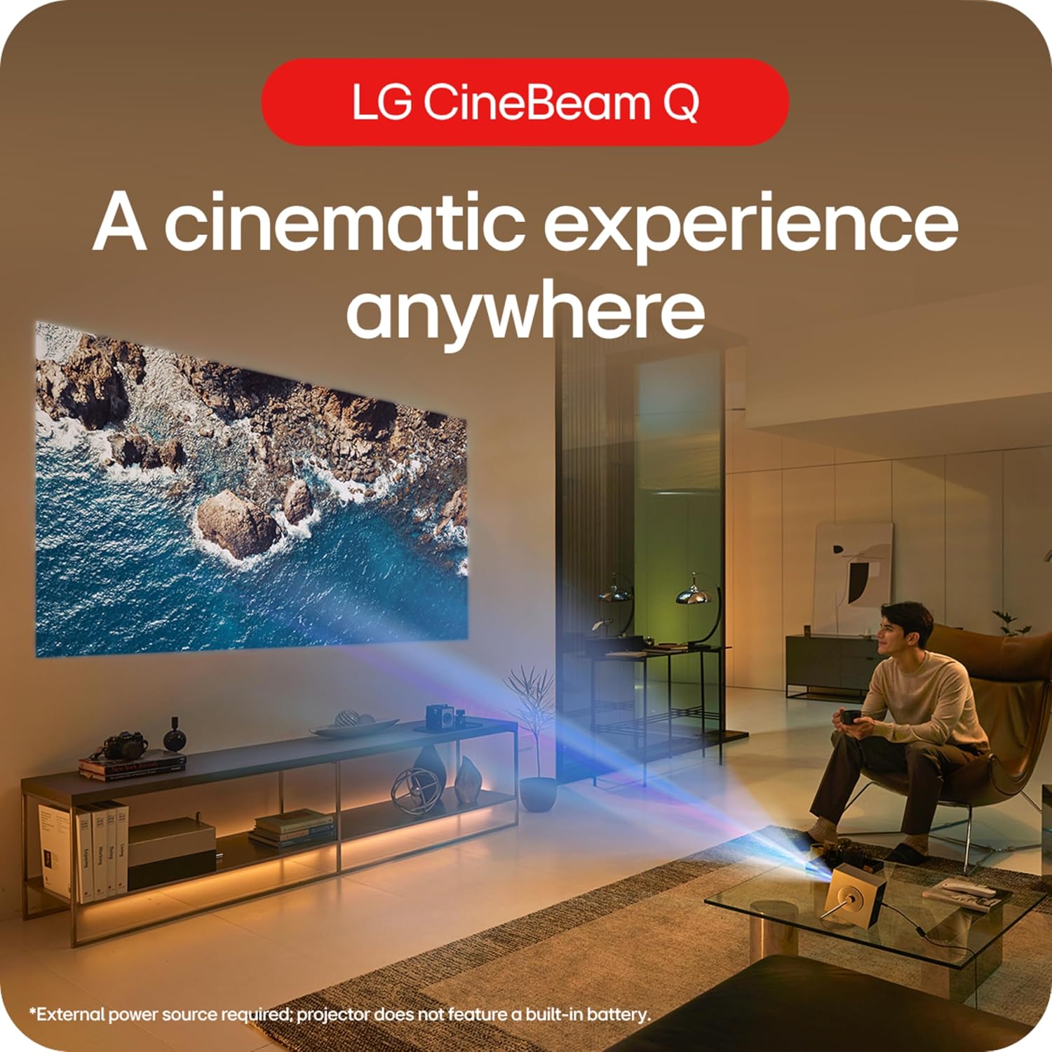 LG CineBeam Q HU710PB 4K Smart Portable Projector with Auto Screen Adjustment, Auto Focus, RGB Laser, Up to 154% DCI-P3