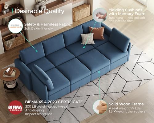 LINSY HOME Modular Sectional Sofa, Convertible U Shaped Sofa Couch with Storage, Memory Foam, Modular Sectionals with Ottomans