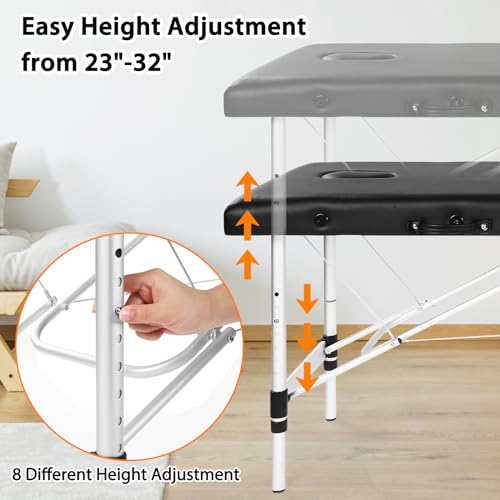 Portable Lash Bed for Lash Extensions Massage Table with Eyelash Pillow Esthetician Bed Spa Table Spa Bed Height Adjustable Waterproof Aluminum Frame