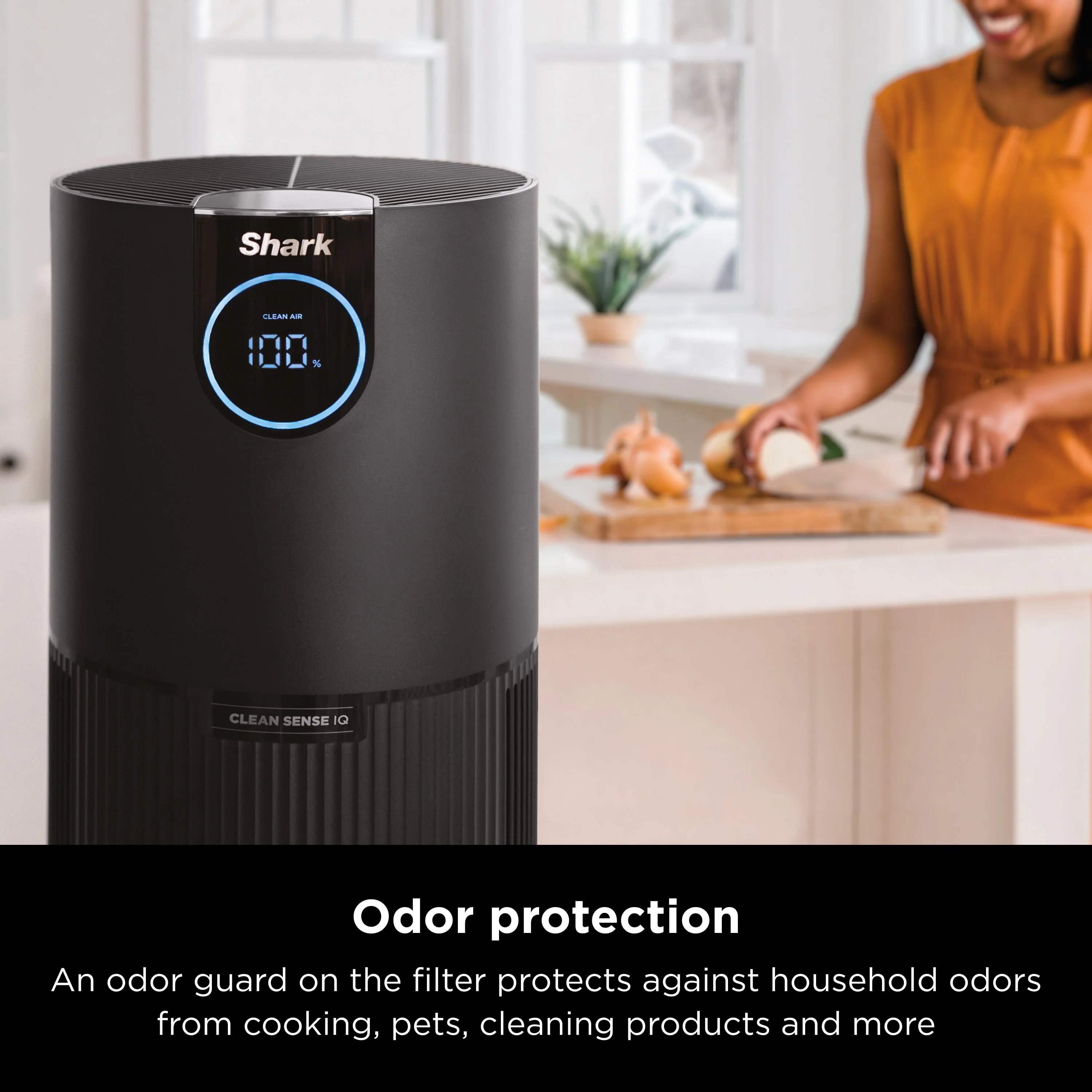 Shark Air Purifier with Nanoseal HEPA, Cleansense IQ, Odor Lock, Cleans up to 500 Sq. Ft, Charcoal Grey, HP100