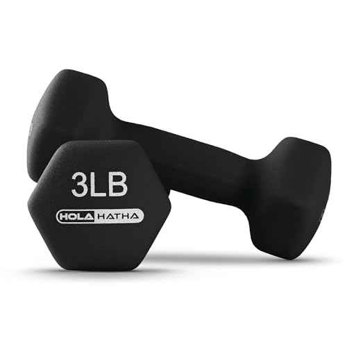 HolaHatha Neoprene Dumbbell Free Hand Weight Set with Rack, Ideal for Home Exercises to Gain Tone and Definition