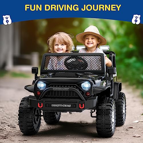 L8 2 Seater Ride On Car, 12V Kids Electric Car w/Remote Control, 4-Wheel Suspension, Bluetooth Speaker, Multi Music Modes, 3 Speeds, LED Lights