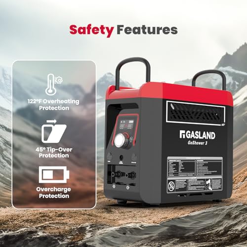 GASLAND Goshower G3 Pro 1lb Propane Portbale Water Heater with Pump | 4000mAh Rechargeable Battery | MAX 100mins Shower Time | Outdoor Propane