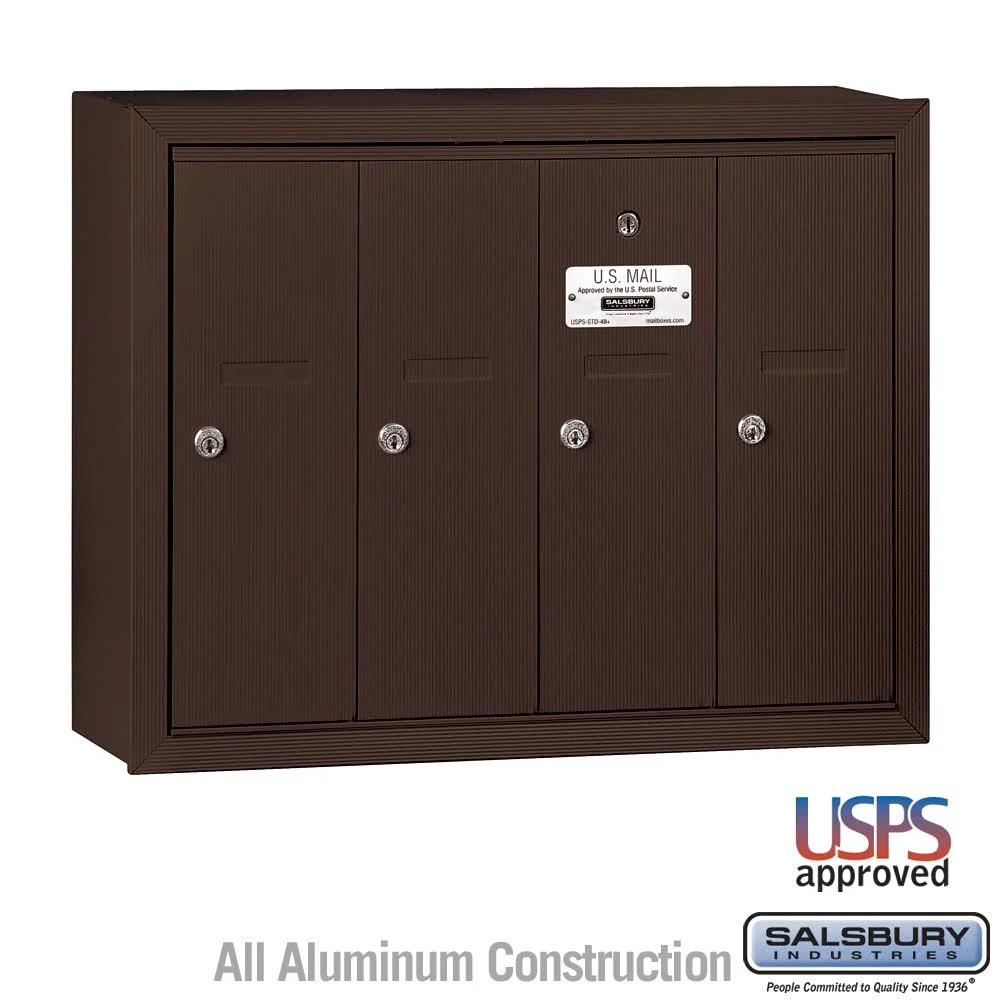 Salsbury Industries Bronze-Vertical Mailbox- Surface Mounted -4 Doors