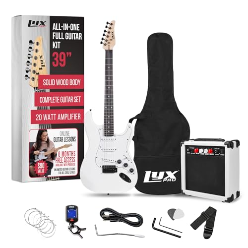 LyxPro Electric Guitar 39" inch Complete Beginner Starter kit Full Size with 20w Amp, Package Includes All Accessories, Digital Tuner, Strings, Picks