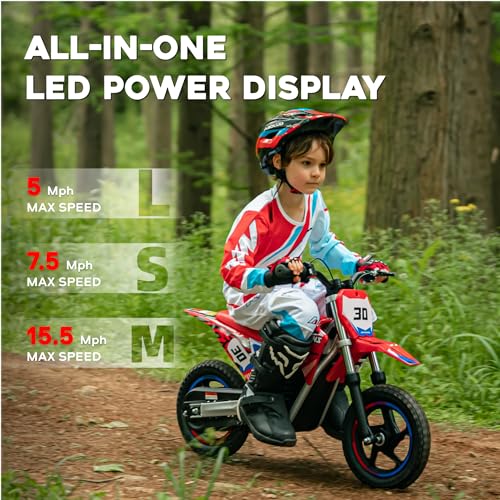 AIII Electric Dirt Bike for Kids 3-7, High Performance Racing Grade Motorcycle, Up to 8MPH, 2 Speed Settings, 12-Inch Off-Road Tires