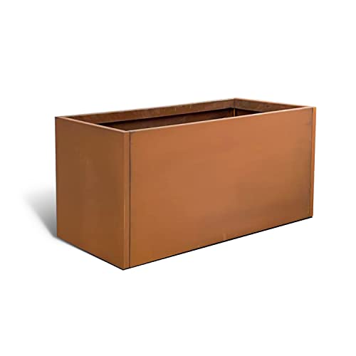 Corten Steel Planter Box Outdoor Planter Metal Square Large Steel Flower Pot Rustic Cube Patina Tall Plant 20 Inch Durable Antique for Commercial