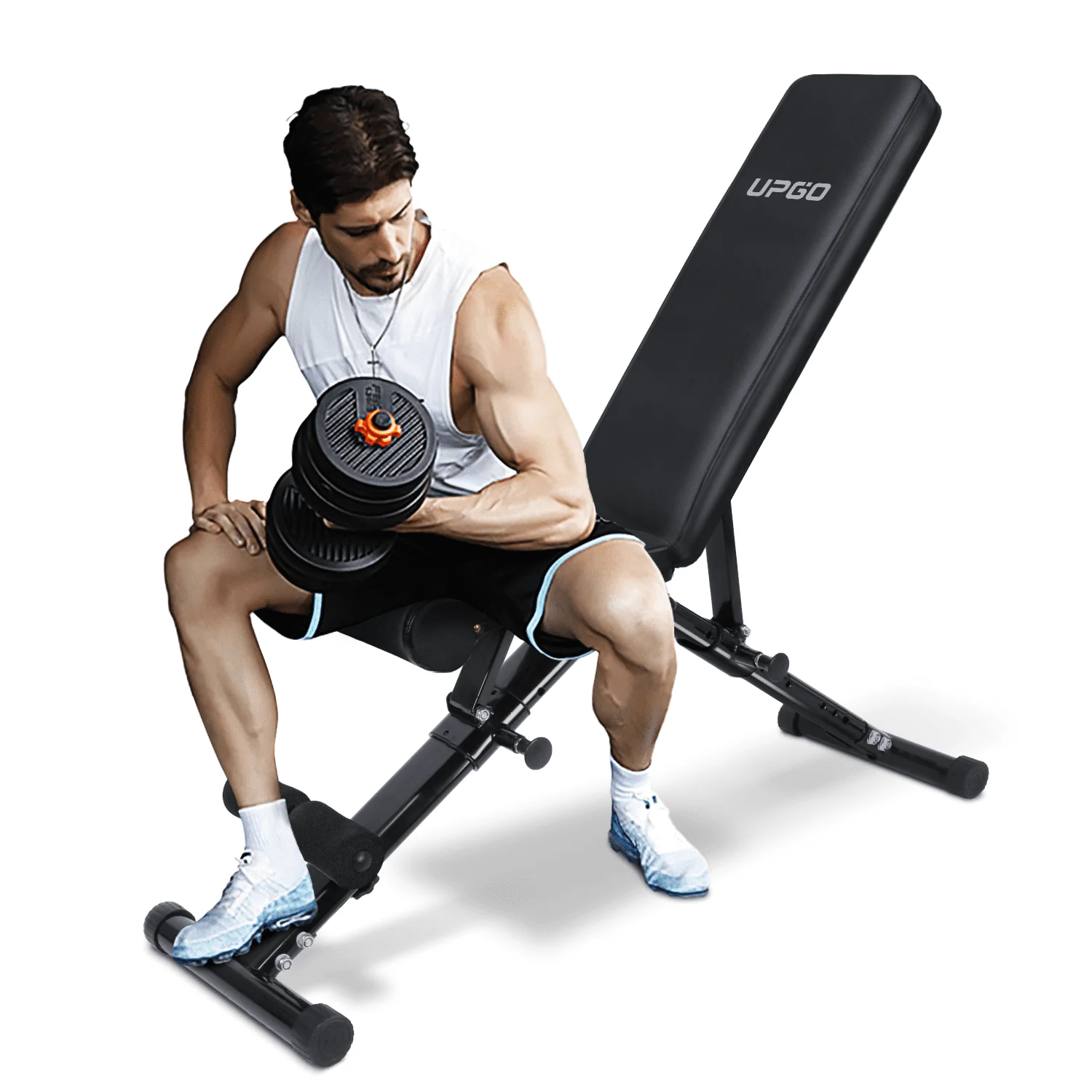 UPGO Adjustable Weight Bench with 660lbs Weight Capacity Foldable Workout Bench for Adult Up to 5.9' Gym Bench for Home