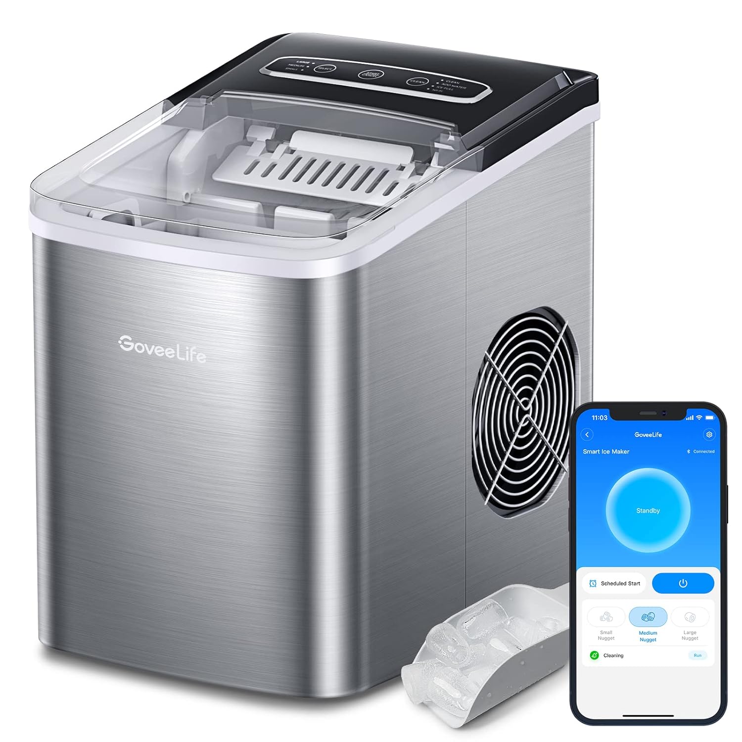 GoveeLife Smart Ice Makers, Portable Countertop Ice Maker Machine with Self-Cleaning, 6 Mins 9 Bullet Ice, 26lbs/24Hrs