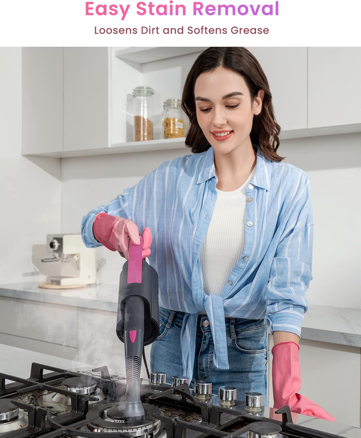Schenley 7-in-1 Steam Mop Dual-Rod Design with Detachable Handheld Steamer for Walls, Grouts, Hard Floors, Tiles