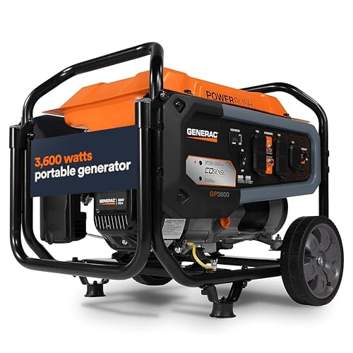 Generac 8,000-Watt Gas-Powered Portable Generator - Electric Start with COsense - PowerRush Advanced Technology - Reliable Power for Emergencies