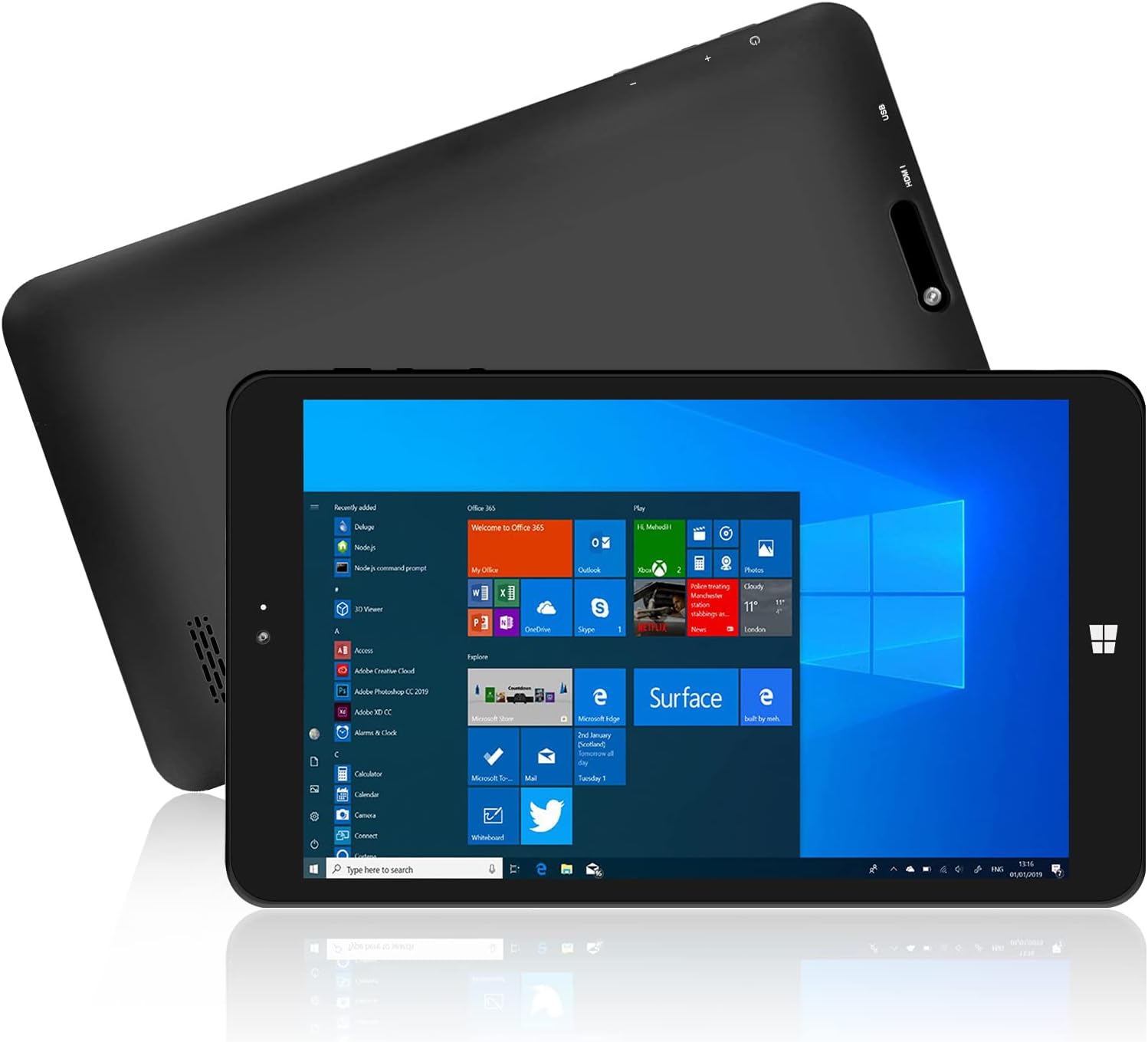 8 inch Ultra Slim Windows Tablet, Windows 10 Home PC with HDMI Port,4GB RAM 64GB Storage,TF Card Slot, 2MP Dual Cameras and Speaker, Headphone Jack