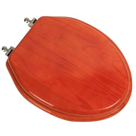 Plumbing Technologies Llc 5F1E2-15BN Designer Solid Oak Wood Elongated Toilet Seat Finish: American Red Cherry, Hinge Finish: Br