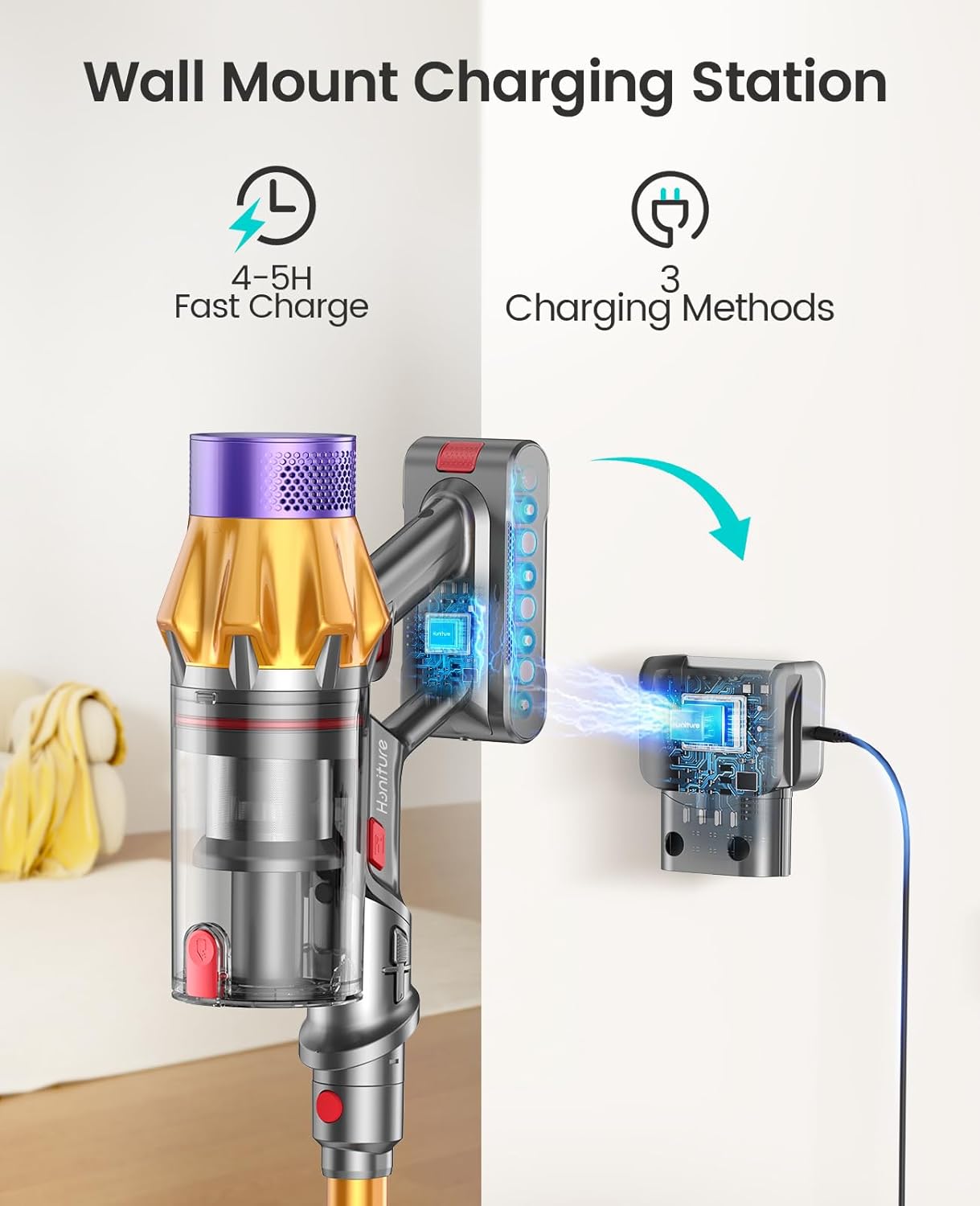 HONITURE X7 Cordless Vacuum Cleaner, 550W/45Kpa Stick Vacuum Cleaner Color Touch Screen, 60Mins