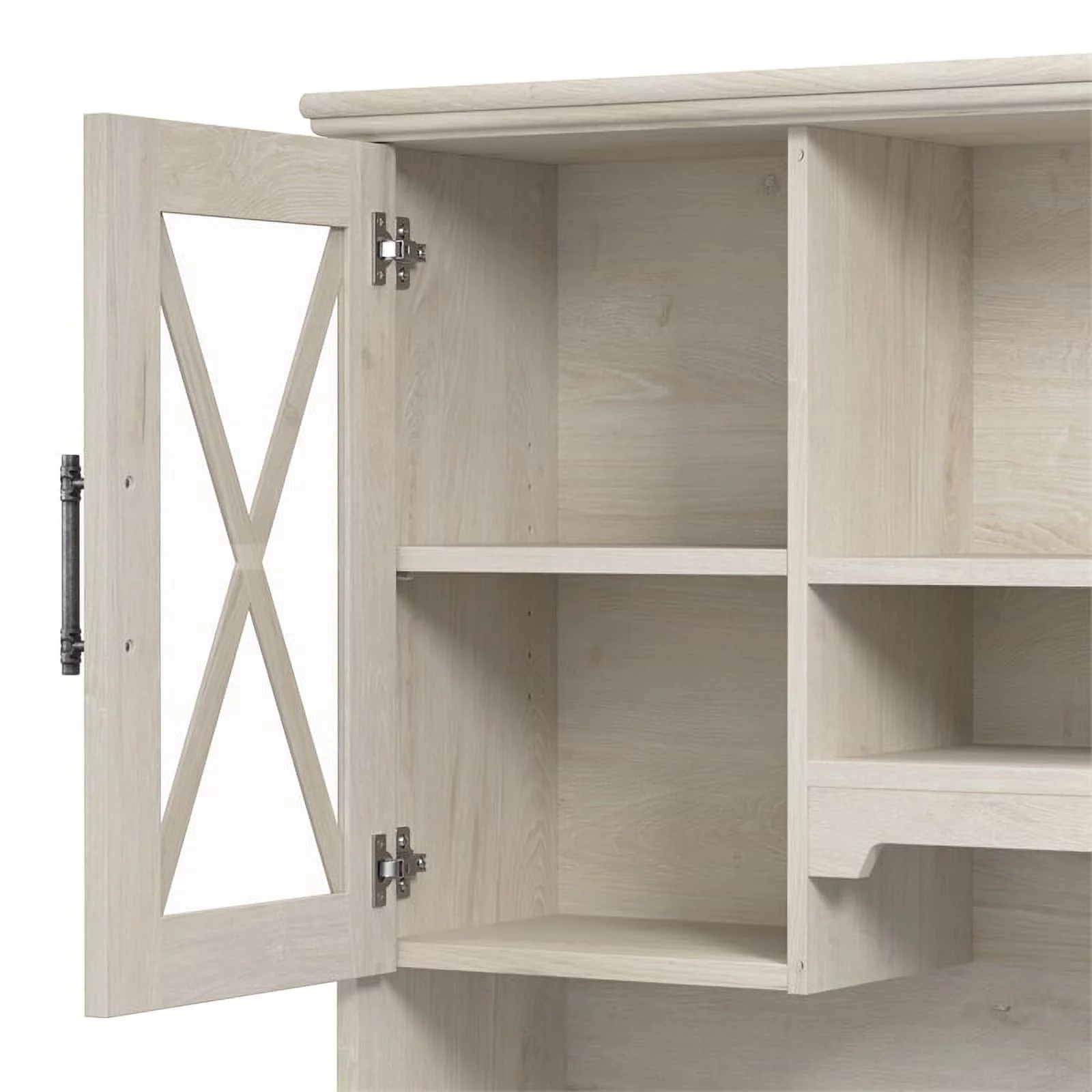 Bowery Hill Engineered Wood Hutch for Buffet Cabinet in Linen White Oak