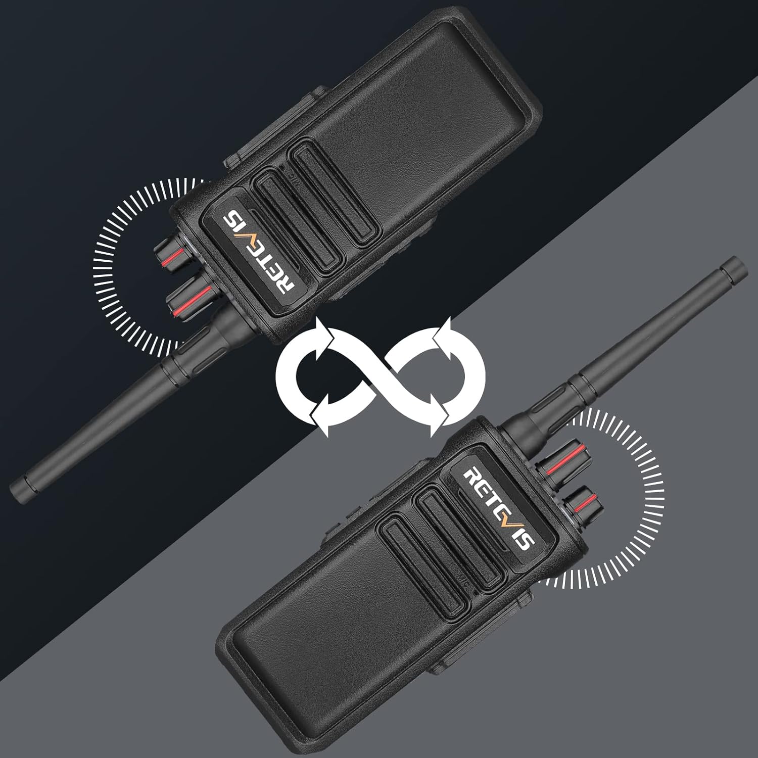 Retevis RB23 Two Way Radios Long Range 5 Watt,IP67 Waterproof Walkie Talkies,Emergency Alarm,2 Way Radio with Shoulder Mic for Farm,Warehouse(4 Pack)