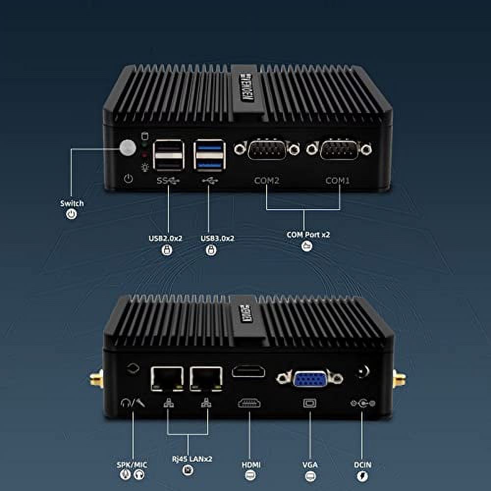 Mini PC Celeron J4125 Windows 11 pro, 32GB DDR4 RAM 512GB SSD, HD-MI, VGA, 4K Output, 2xRS232 COM, Dual Gigabit LAN, USB3.0, Dual Band WiFi, BT