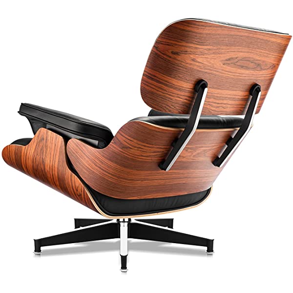 Mid Century Lounge Chair and Ottoman, Modern Chair Classic Design, Top Grain Leather Palisander Wood, Heavy Duty Base Support for Living Room, Study