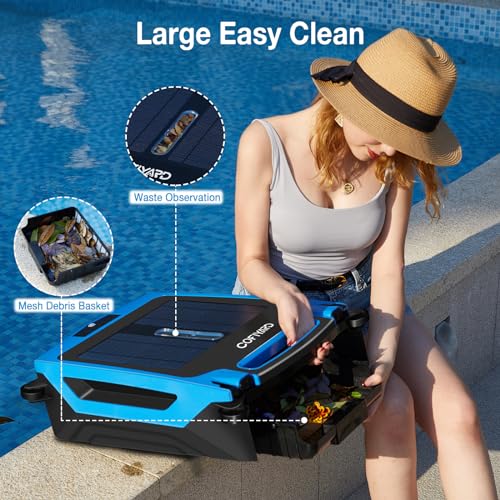 Cofiyard Robotic Pool Cleaner, Cordless Pool Skimmer Robot, Solar Powered & Rechargeable Battery, Samrt Control Pool Surface Cleaner