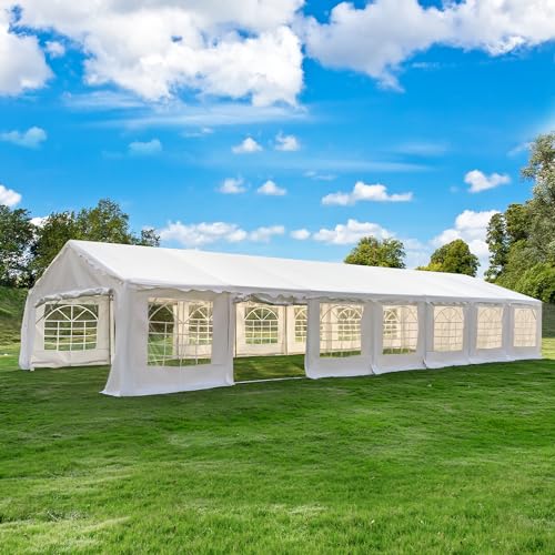 EROMMY 20x50FT Heavy Duty Party Tent, Outdoor Wedding Canopy with Removable Sidewalls, 2 Roll-up Doors, 5 Storage Bags
