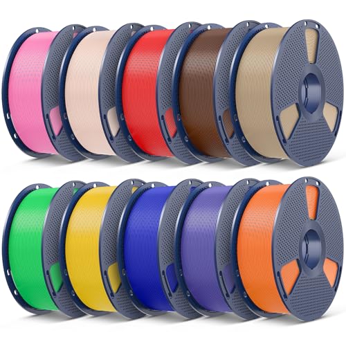 SUNLU 3D Printer Filament Bundle, PLA Plus Filament 10KG 1.75mm, Neatly Wound Filament for Most 3D Printer, 10 Colors, 1kg Spool