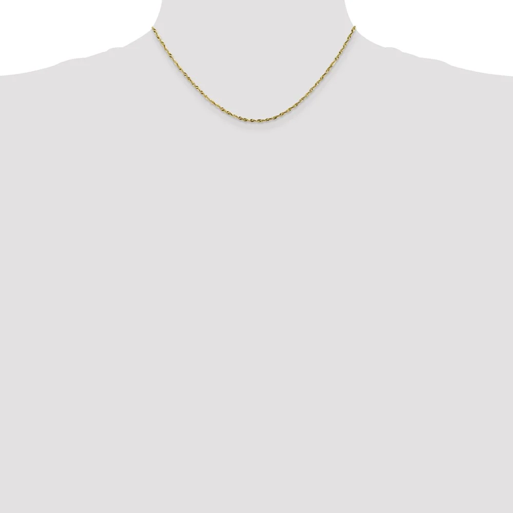 Leslie's Real 10kt Yellow Gold 1.8mm Diamond-Cut Lightweight Rope Chain; 16 inch; for Adults and Teens; for Women and Men