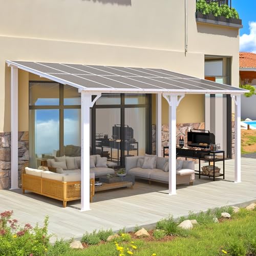 AECOJOY 10&rsquo; x 10&rsquo; Gazebo, Wall Mounted Gazebos Pergola on Clearance, Outdoor Patio Lean to Gazebo Awnings for Deck, Porch