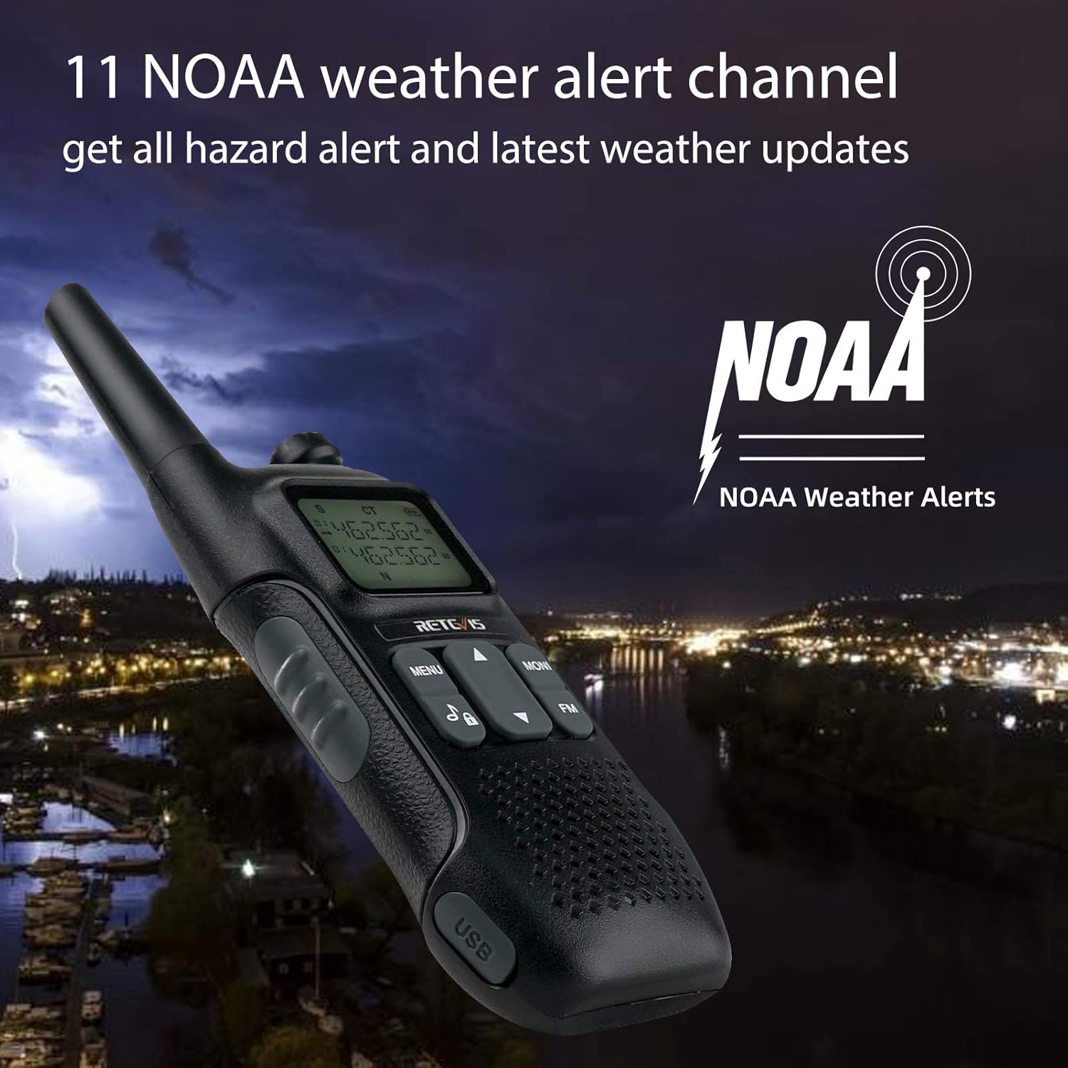 Retevis RT16 Walkie Talkies for Adults,Long Range Rechargeable Two Way Radio,NOAA Weather Alert VOX,with 1000mAh Li-ion Battery and Lanyard