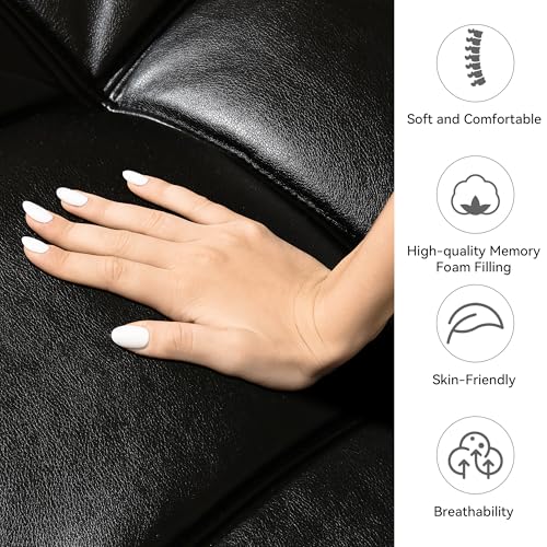 71" Convertible Futon Sofa,Faux Leather Futon Couch Bed,Sleeper Sofa Bed,Memory Foam Modern Folding Small Loveseat for Living Room,Office,Apartment