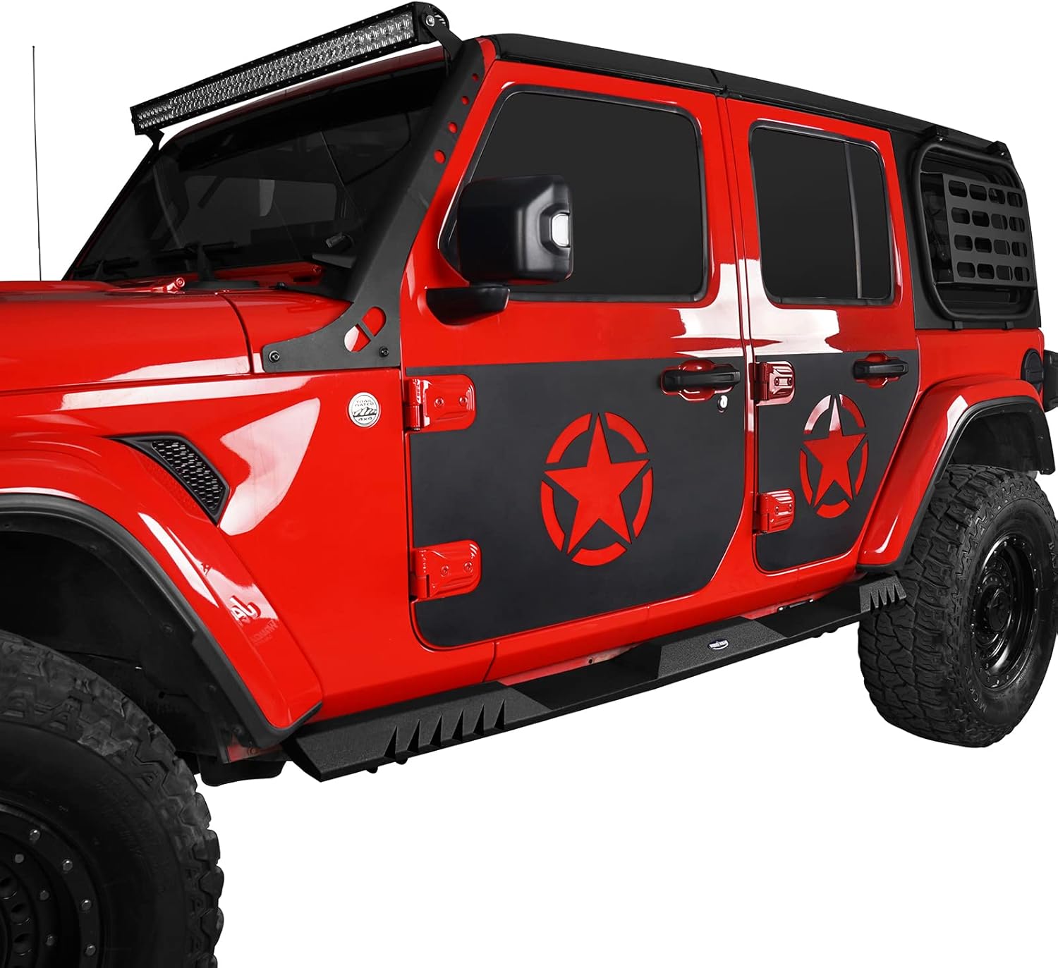V8 GOD Wrangler JLU Side Step Running Board Rock Slider Side Rail for Jeep Wrangler JL Unlimited 2018 2019 2020 2021 2022 4-Door (Driver and