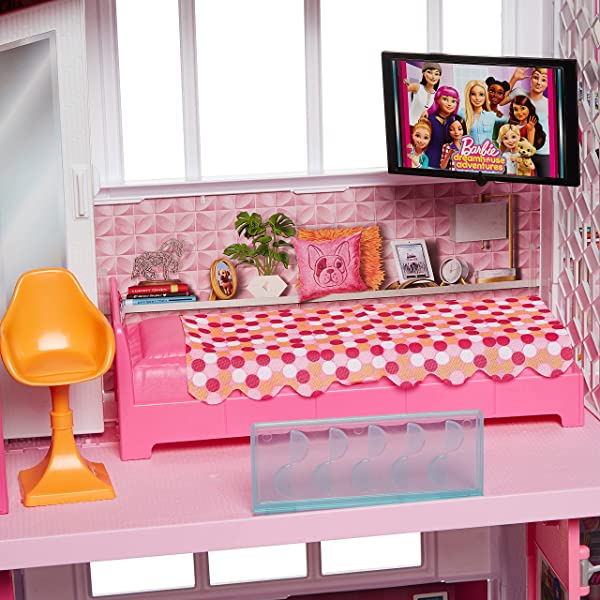 Barbie Dreamhouse Dollhouse with Wheelchair Accessible Elevator, Pool, Slide and 70 Accessories Including Furniture and Household Items