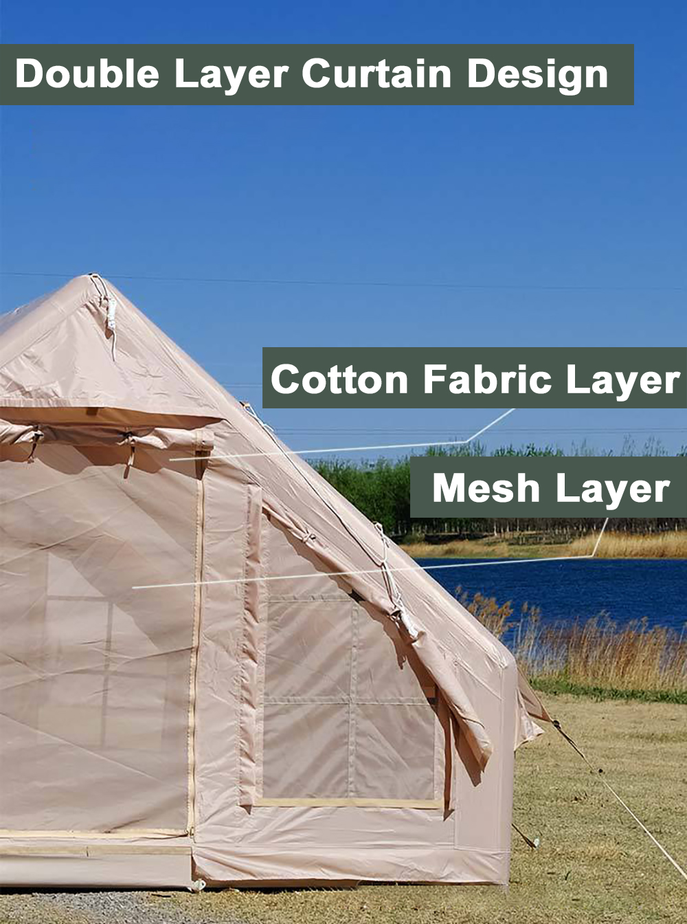 Inflatable Camping Tent with Electric Pump, Glamping Tent, Waterproof Windproof Oxford Tent, Outdoor Blow Up Tent, Easy Setup