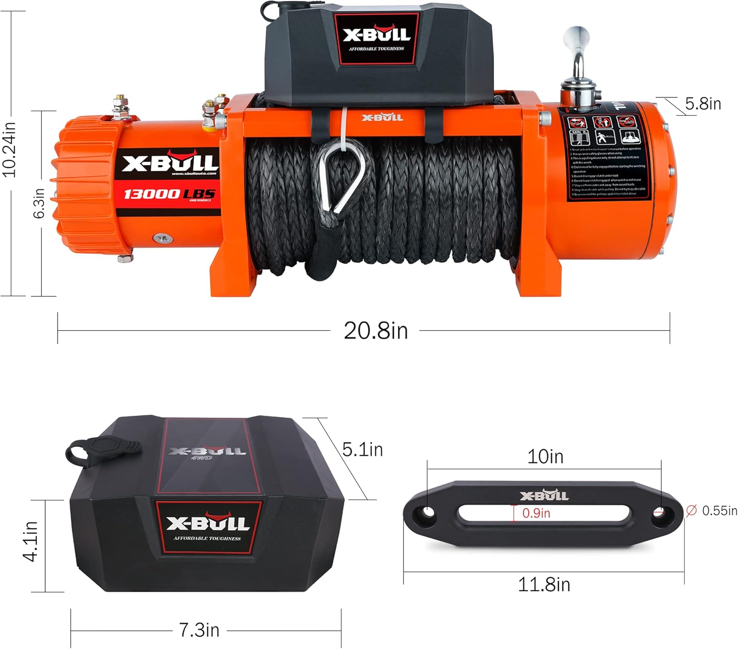 Dithoko 12V Synthetic Rope Winch-13000 lb. Load Capacity Electric Winch Kit
