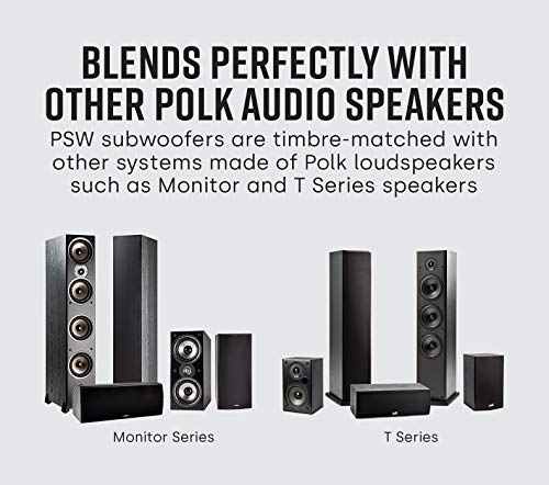 Polk Audio PSW10 10" Powered Subwoofer – Power Port Technology, Up to 100 Watts, Big Bass in Compact Design, Easy Setup with Home Theater Systems