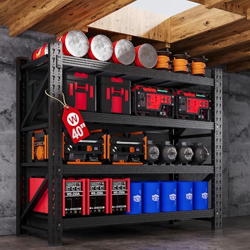 71” W Storage Shelves Heavy Duty, 5000LBS Metal Garage Shelving Units, 4 Tier Storage rack shelf, Steel Industrial Shelving