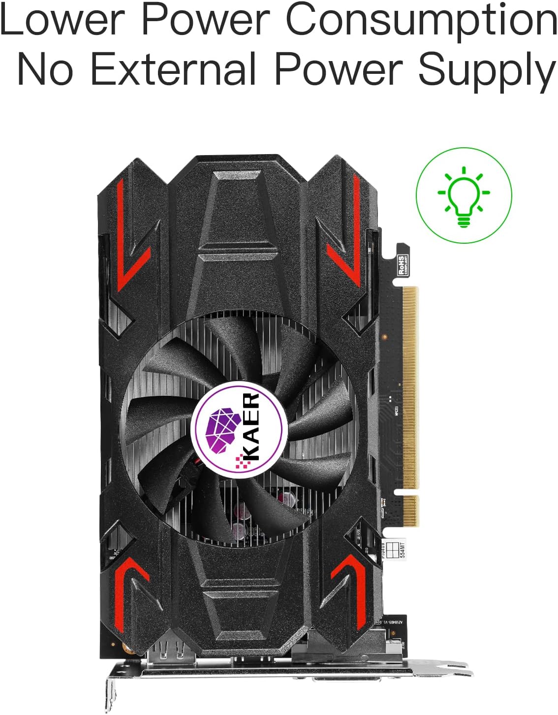 KAER AMD Radeon RX 550 Computer Graphics Card 4GB, GDDR5, 128 Bit, DirectX 12, PCI Express 3.0, DP HDMI DVI-D, Desktop Gaming Video Card, Computer GPU