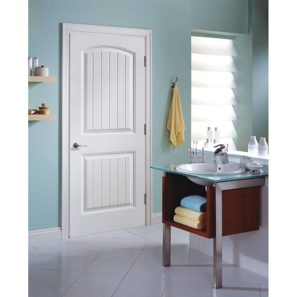 Masonite 28 in. x 80 in. Cheyenne Smooth 2-Panel Camber Top Plank Hollow Core Primed Composite Interior Door Slab