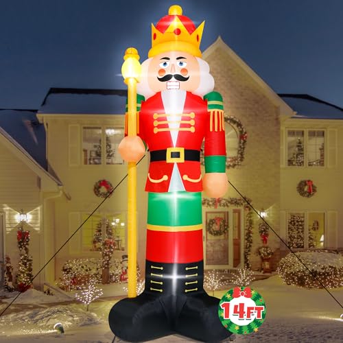 16FT Christmas Inflatable Snowman Outdoor Decorations, Giant Christmas Snowman, Holiday Blow Up Yard Decor with LED Lights
