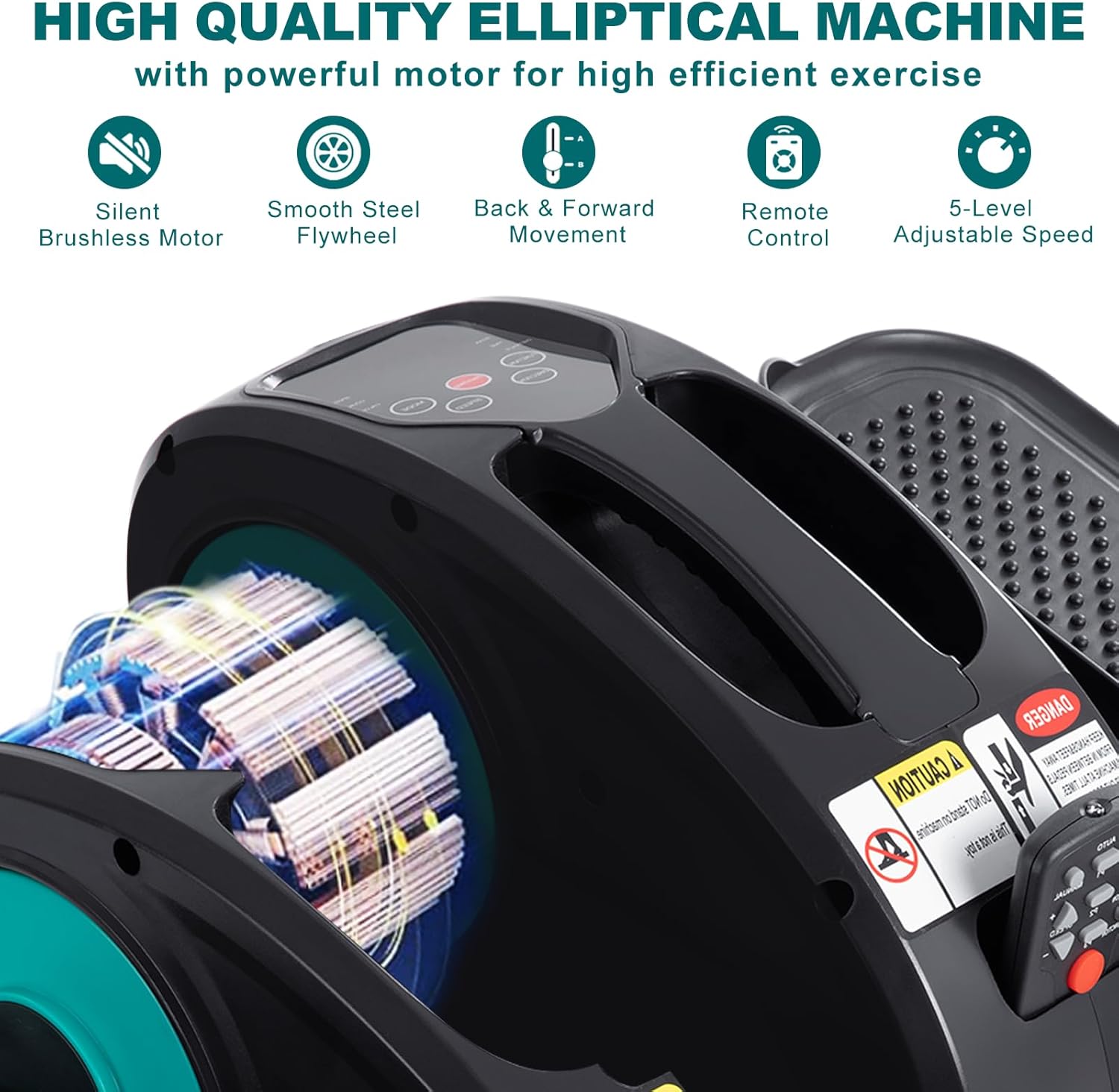 Under Desk Elliptical, Electric Seated Pedal Exerciser, Quiet & Compact Mini Ellipse Leg Exerciser with LCD Monitor