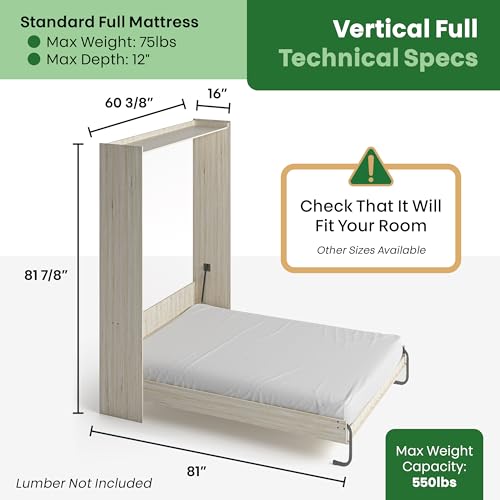 DIY Murphy Bed Kit Queen Vertical | Murphy Bed Hardware for Wall Cabinet, Vertical Queen Frame, Deluxe Mechanism Kit with Bonus Tools