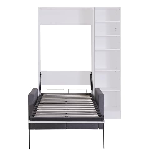 Ball & Cast Murphy Bed Wall Bed Queen Size with Cushion,Sofa Platform Bedfram Chest can be Folded,Wood Folding Hideaway w/Slat Support
