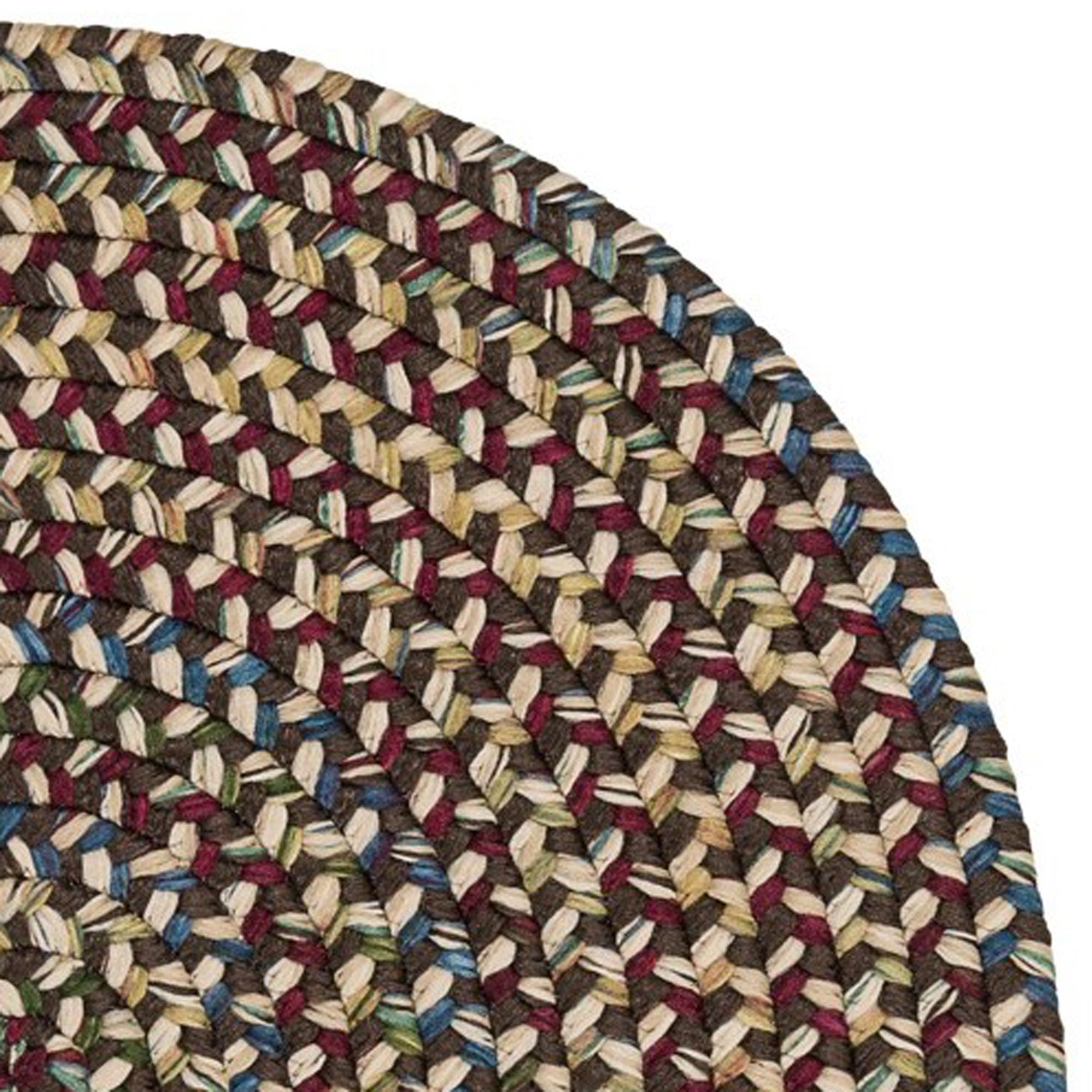 Colonial Mills  Worley Rustic Braided Round Rug Brown 4x4 4' Round Cabin & Lodge, Country, Rustic