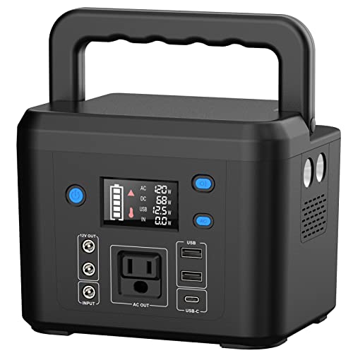 powkey Portable Power Station 800W with 3 AC Outlets, 110V/740Wh Solar Generator(Solar Panel Optional), 200