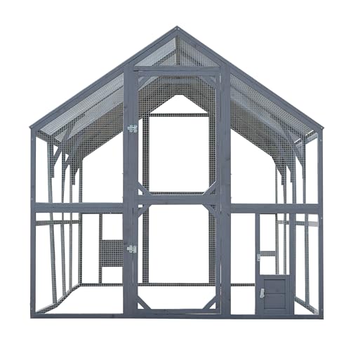 109.6'' Large Wood Chicken Coop Enclosures,Walk-in Poultry Cage