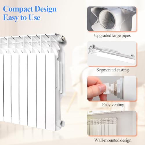 AB Wall-mounted Radiator Heater, Aluminum Hot Water Radiator (6-12 Panels)