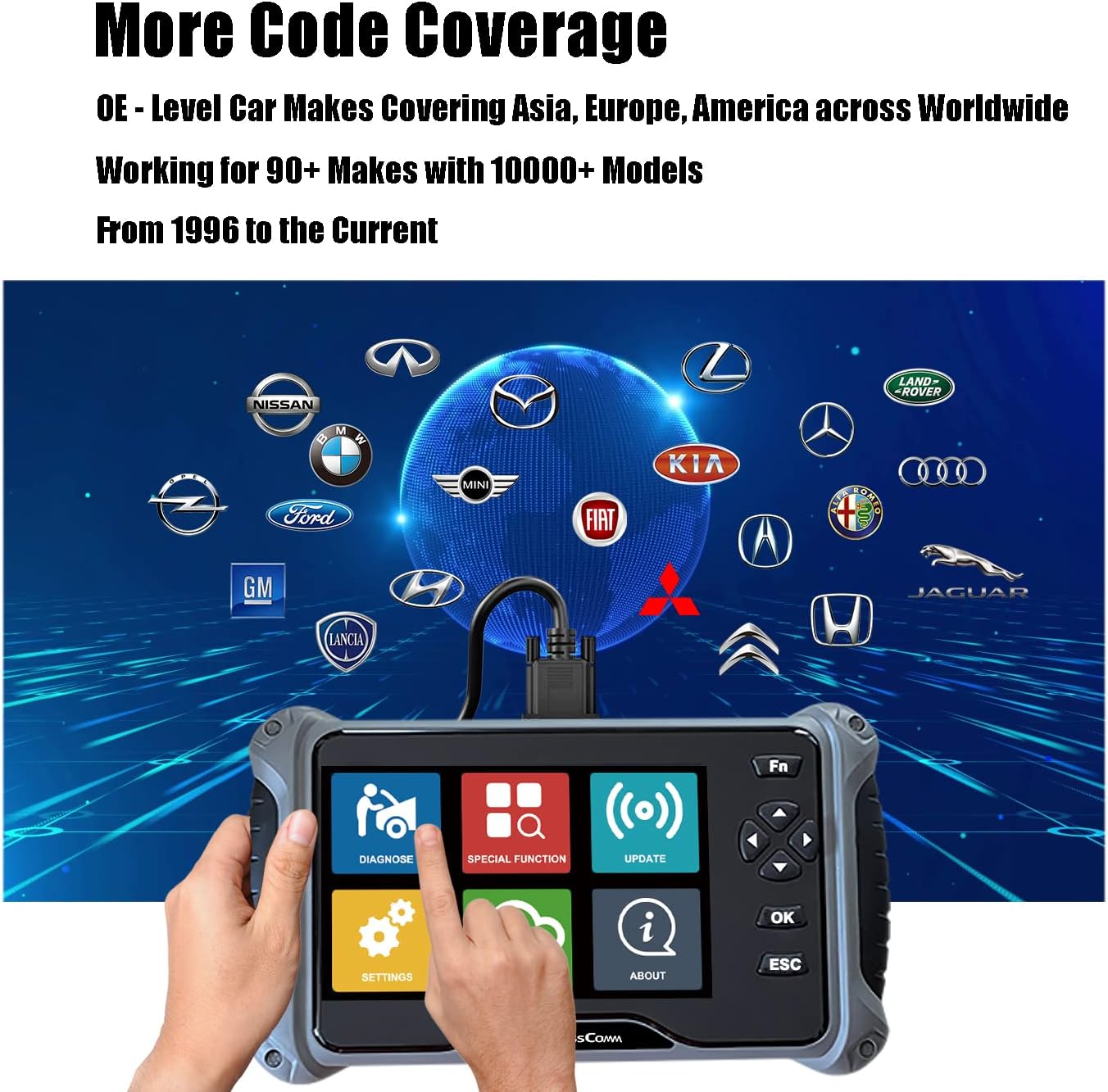 BOSSCOMM IF-742 OBD2 Car Scanner Automotriz 7Inch Code Reader & Scan Tool Diagnostic Engine, ABS, SRS
