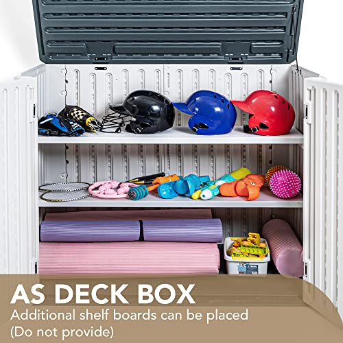 Devoko Resin Outdoor Storage Shed 34 Cu Ft Horizontal Outdoor Storage Cabinet Waterproof Patio Tools Storage Box for Sofa Cushion
