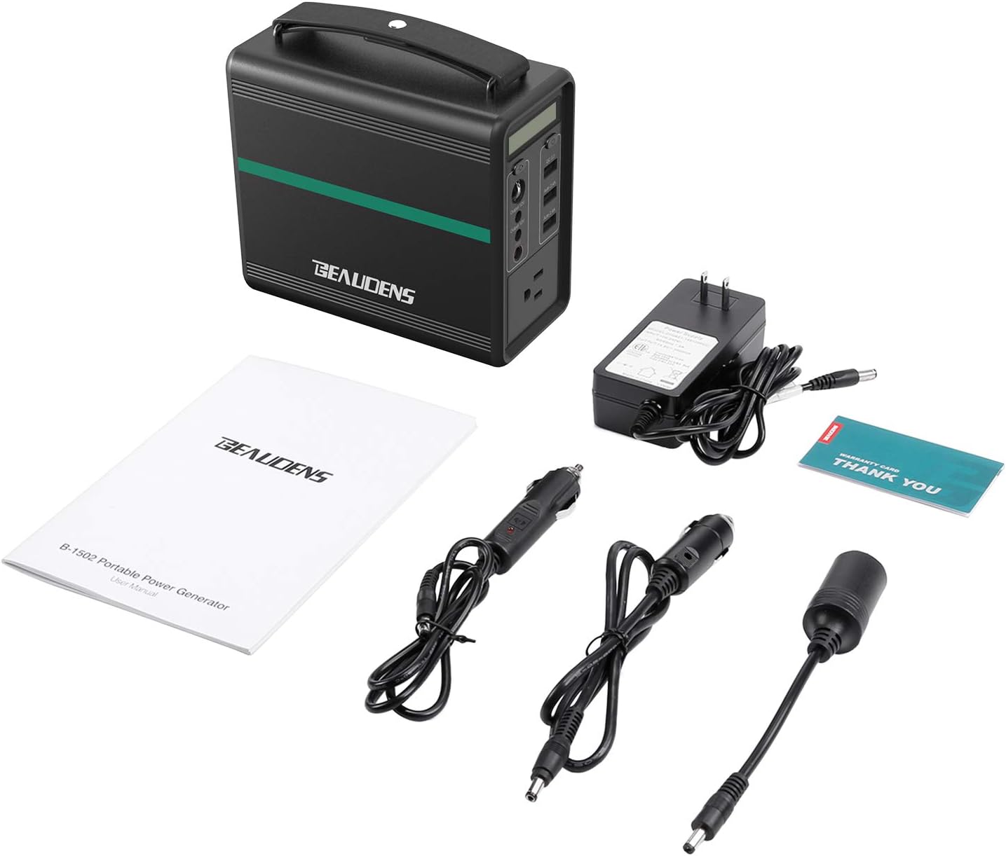 BEAUDENS Portable Power Station 166Wh LiFePO4 Battery Solar Generator 2000 Cycles