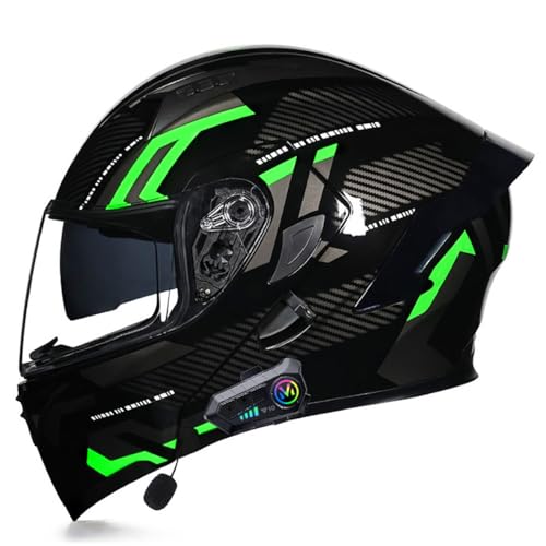 Adults Bluetooth Motorcycle Helmet Full Face Sun Visors Modular Helmets Flip up Motorbike Sport Offroad Mountain Lightweight Helmet for Men Women