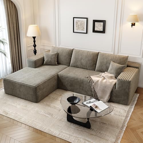 107.5" Cloud Modular Sectional Sofa with 1 Ottoman,Modern Minimalist Upholstered Couches, Comfort U Shaped Sofa for Living Room